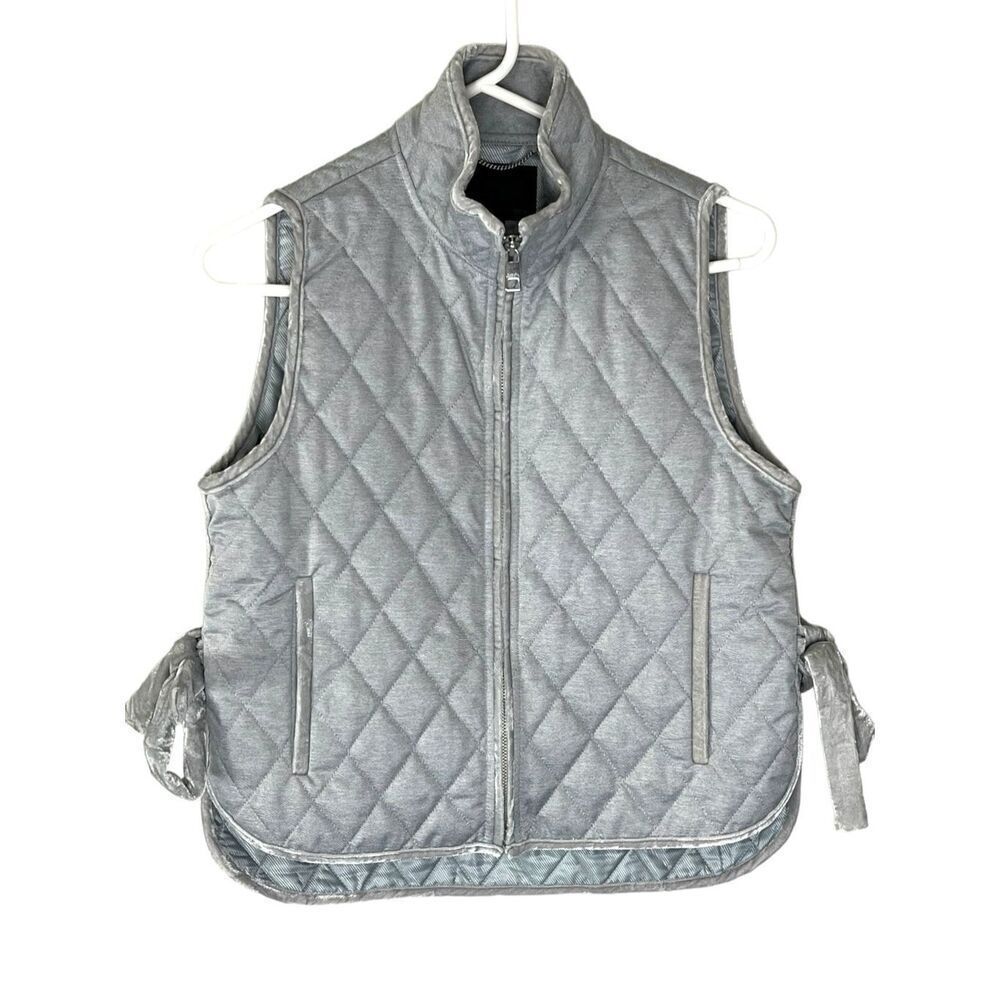 Banana Republic‎ NWT Quilted Puffer Vest Split Tie Sides Velvet Trim Zip …